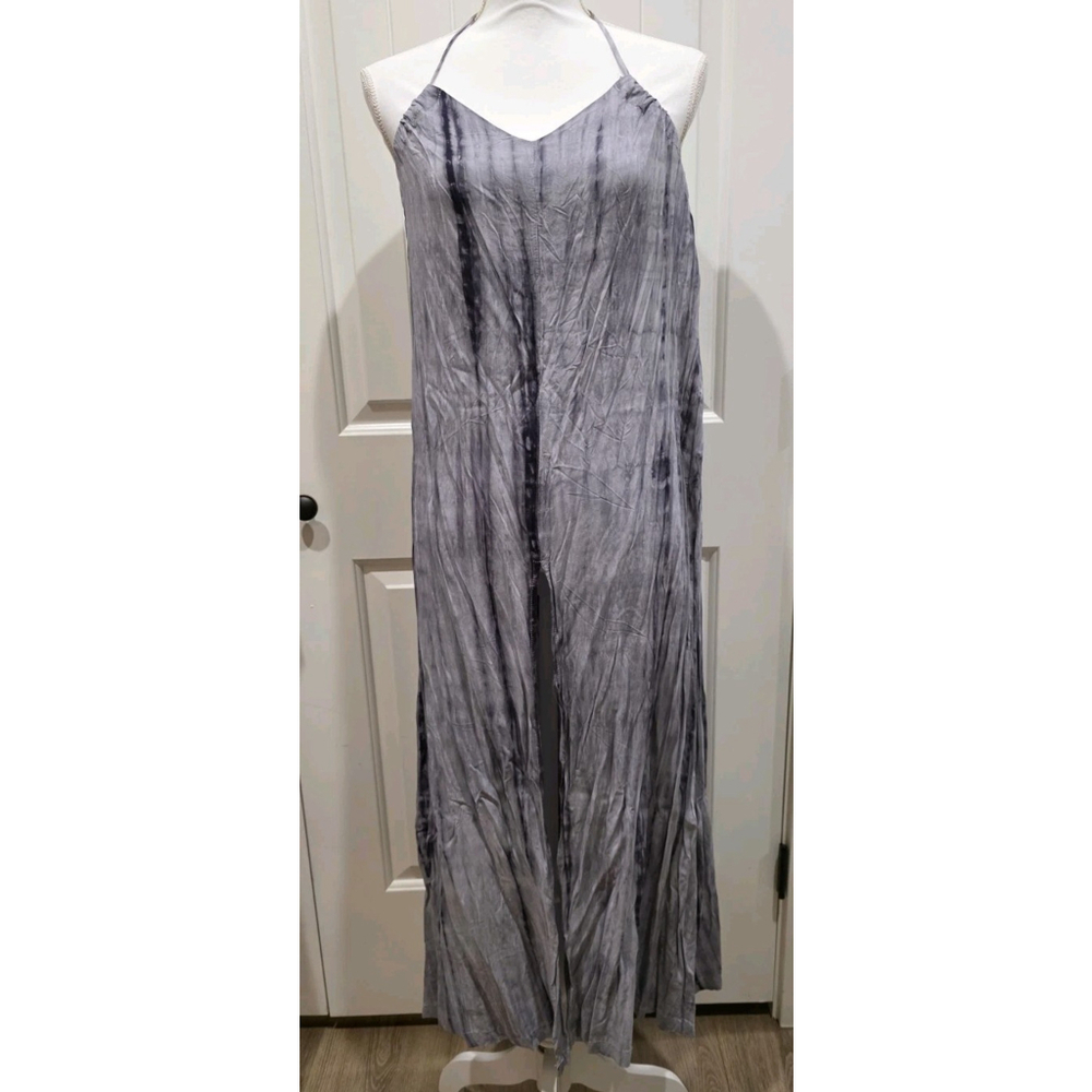 POL Halter Neck Adjustable Tie Dye Midi Dress Size Small NWOT Flowy Keyhole Back